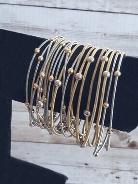 Vintage Bracelets - Set of Multi Tone Spring Stretch Bracelets